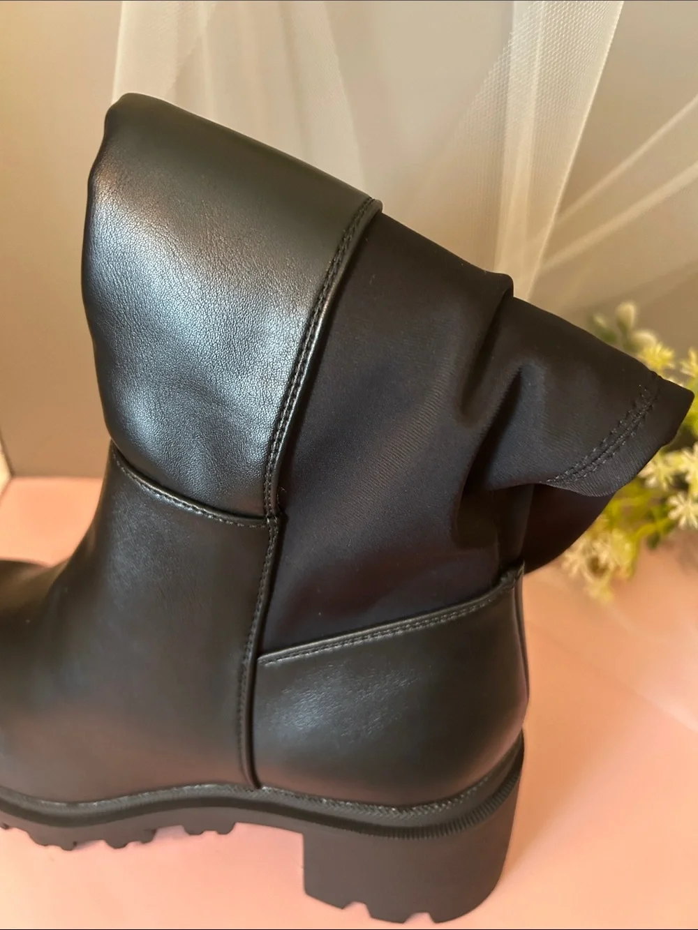 Dream Pairs Black Knee High Chunky Lug Sole Boots